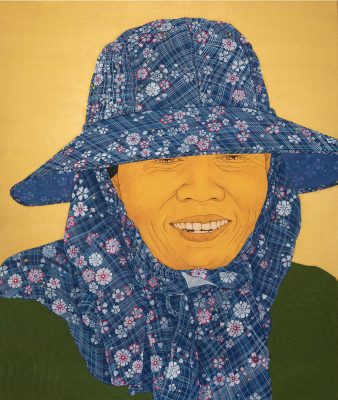 鍾舜文 CHUNG ShunWen, 妳說”還做得” You say you can still do it, 紙本膠彩、金箔 gold leaf, eastern gouache on paper, 98.5×84.5cm, 2023
